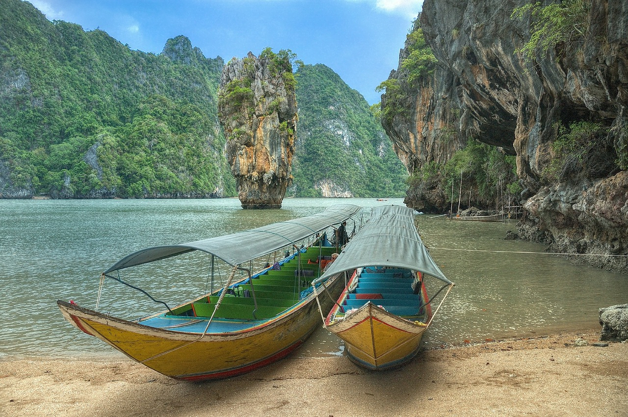 two boats on a beach