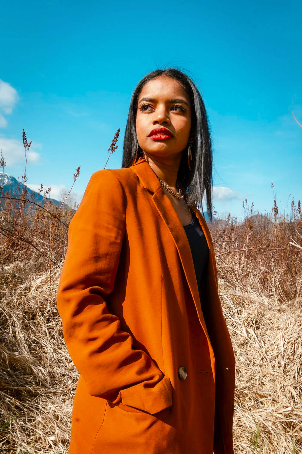 a person in a yellow coat