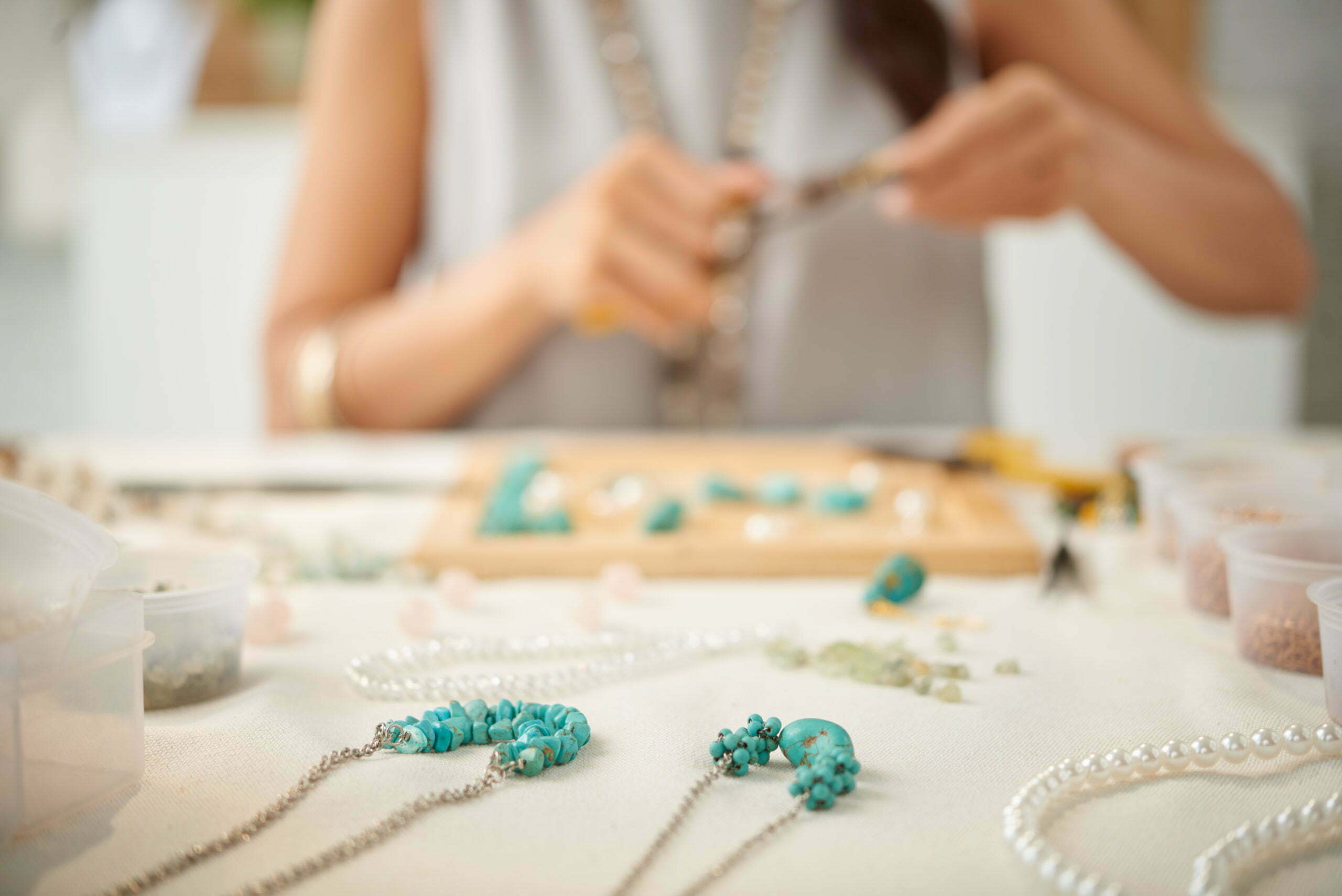 woman making Jewelry