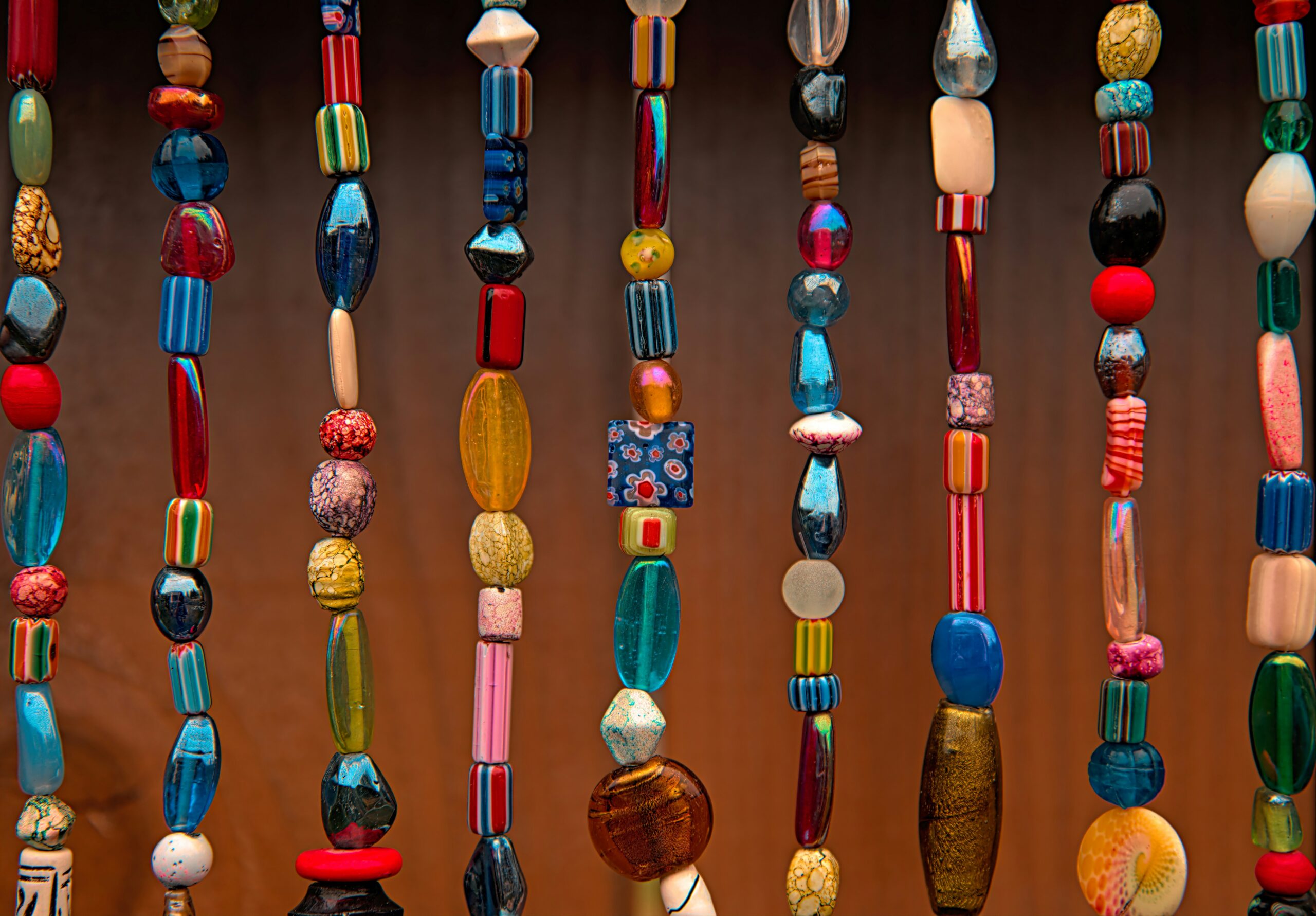 a group of colorful beads