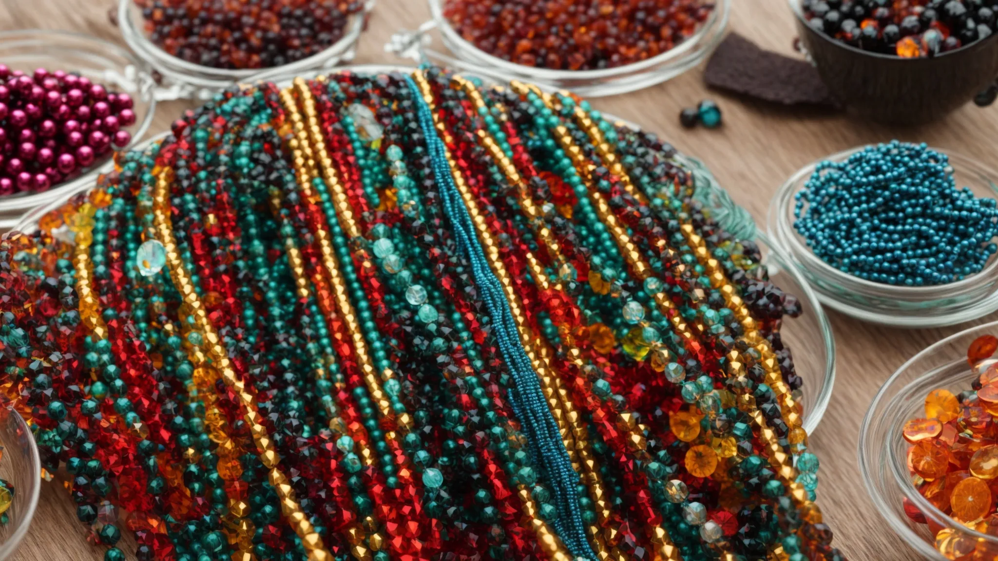 a table hosts an array of colorful beads and strings, ready for crafting heartfelt bracelets.