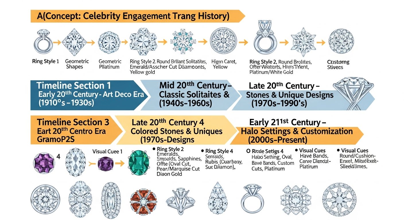 celebrity engagement ring history - featured illustration