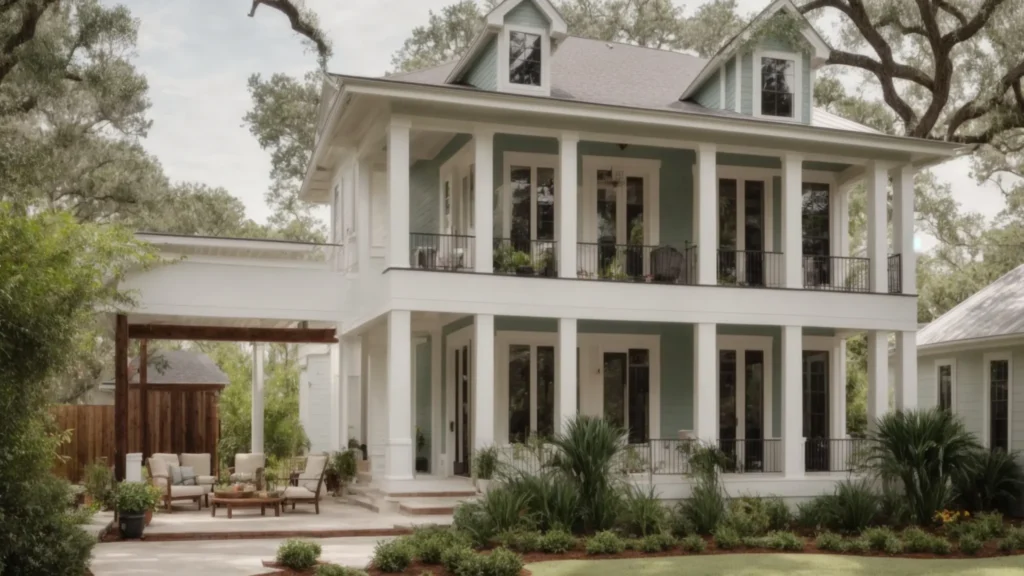 a renovated house in covington, la, showcasing the exterior transformation with a fresh paint job and landscaped garden, highlighting the craftsmanship of three rivers services.